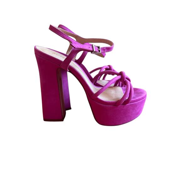 Schutz - Picca Pink Suede Chunky High Heel Platform Sandals - Picture 5 of 11